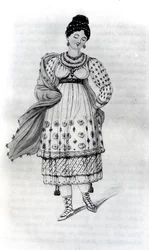 Eine Dame aus Lima in ihrem Hochzeitskleid